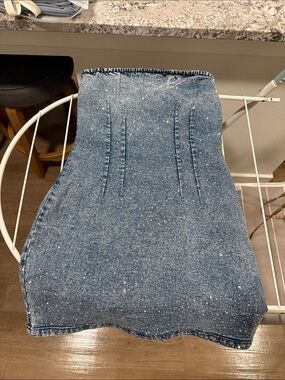 Windsor sparkly strapless jean dress